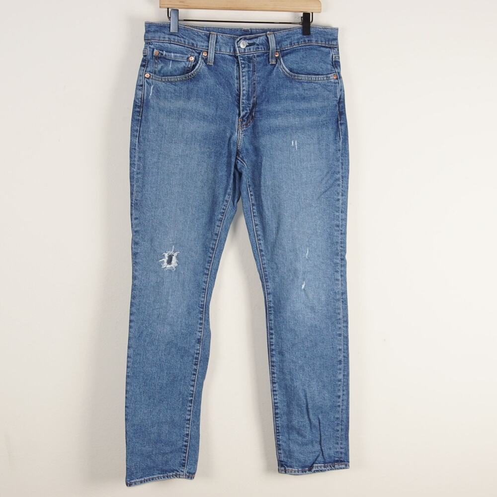 Levis Premium Slim 511 Desctructed Medium Wash Jeans Mens Sz 32 x 30